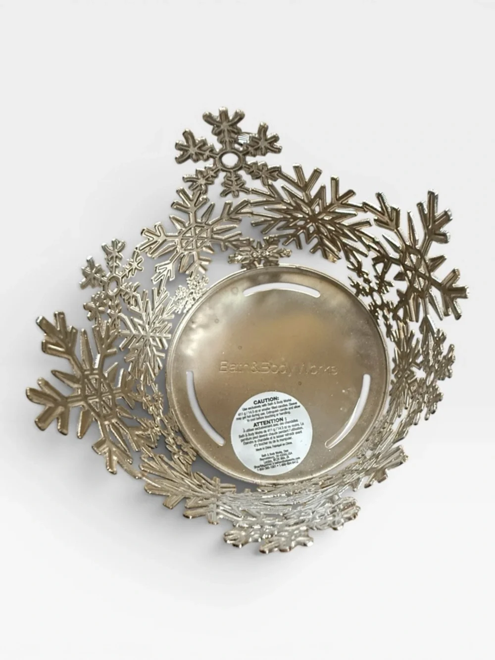 Bath & Body Works Silver Snowflake Pedestal Candle Holder